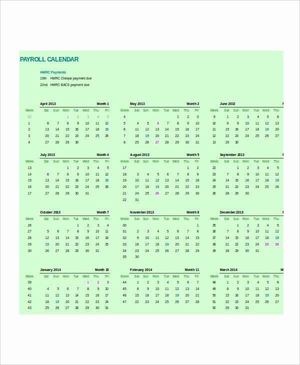 Payroll Calendar Template Fresh Payroll Calendar Template 10 Free Excel Pdf Document