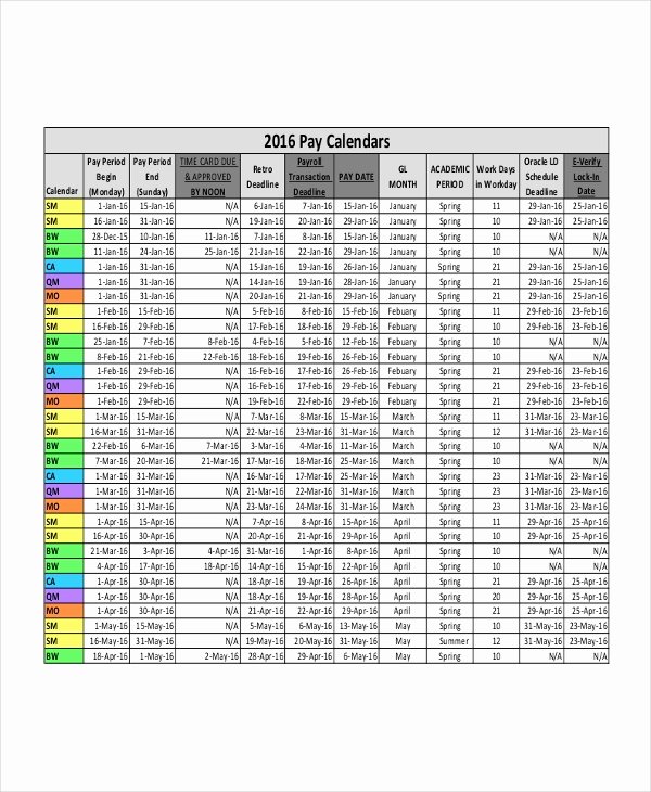 Payroll Calendar Template New Payroll Calendar Template 10 Free Excel Pdf Document