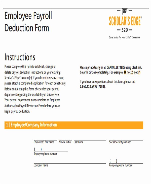 Payroll Deduction form Word Awesome Employee Payroll Templates