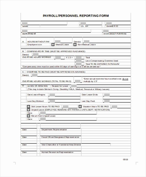 Payroll Deduction form Word Elegant Sample Payroll Reporting forms 7 Free Documents In Word