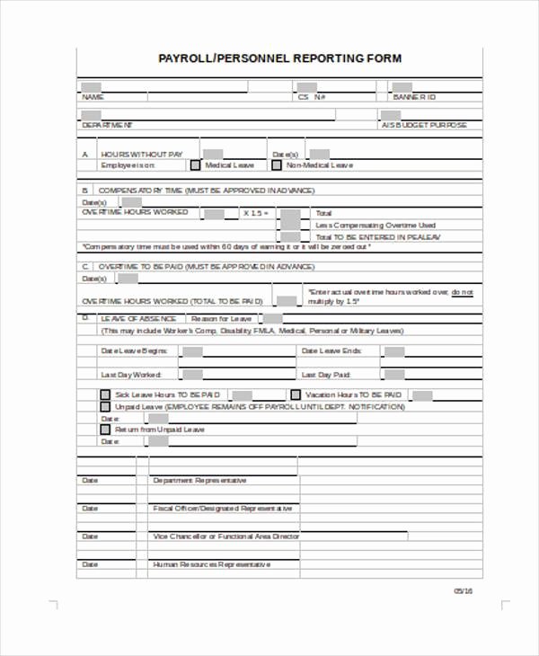 Payroll Deduction form Word Elegant Sample Payroll Reporting forms 7 Free Documents In Word
