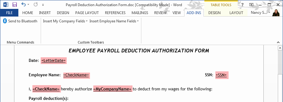 Payroll Deduction form Word Inspirational Create A Payroll Deduction Authorization Using Quickbooks