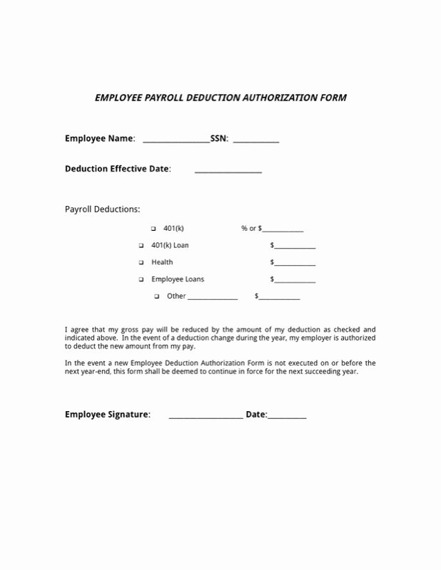 Payroll Deduction form Word Lovely 15 Payroll Deduction Authorization form Template