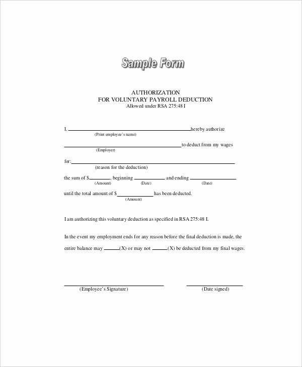 Payroll Deduction form Word Lovely Sample Payroll Deduction forms 10 Free Documents In Pdf