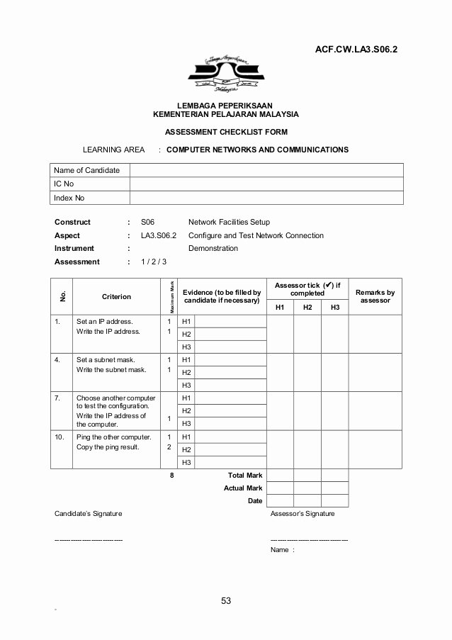 Pc Build Checklist Template Inspirational New assessment Document