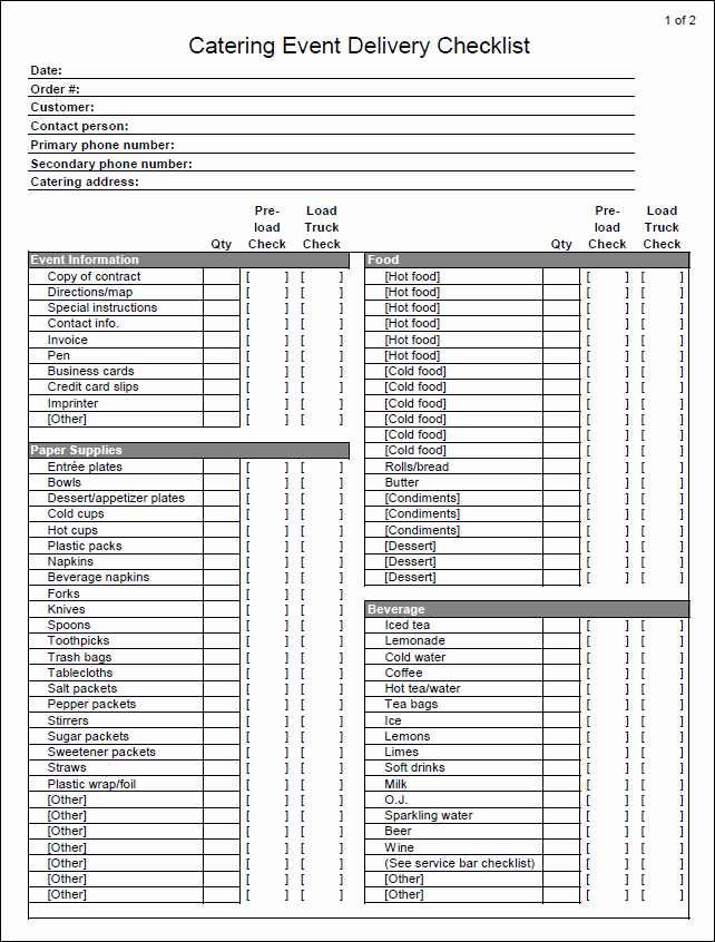 Pc Build Checklist Template Inspirational Restaurant Checklists