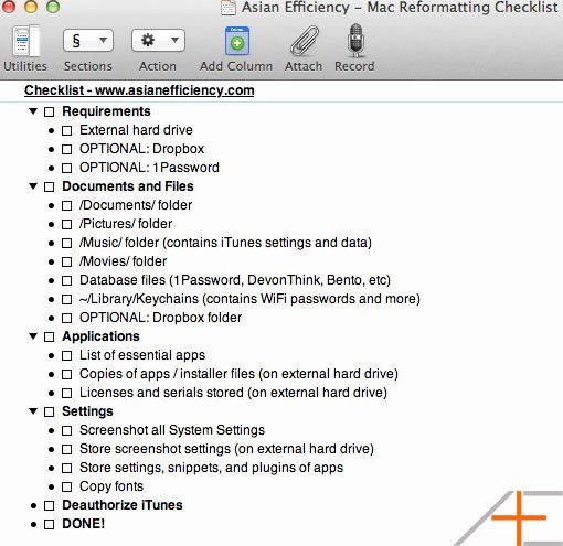 Pc Build Checklist Template Lovely Checklist for Reformatting Your Mac Os X