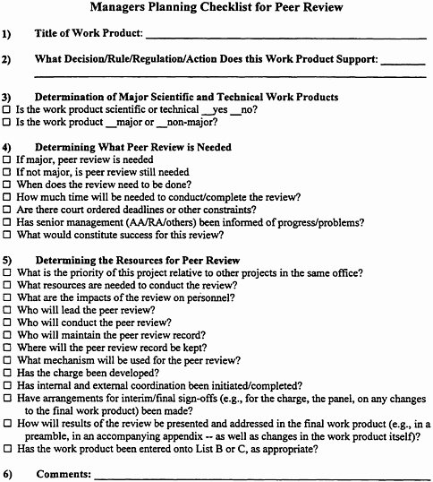 Peer Review Template Awesome Peer Review Practices at Epa