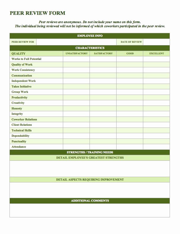 Peer Review Template Best Of Free Employee Performance Review Templates Smartsheet