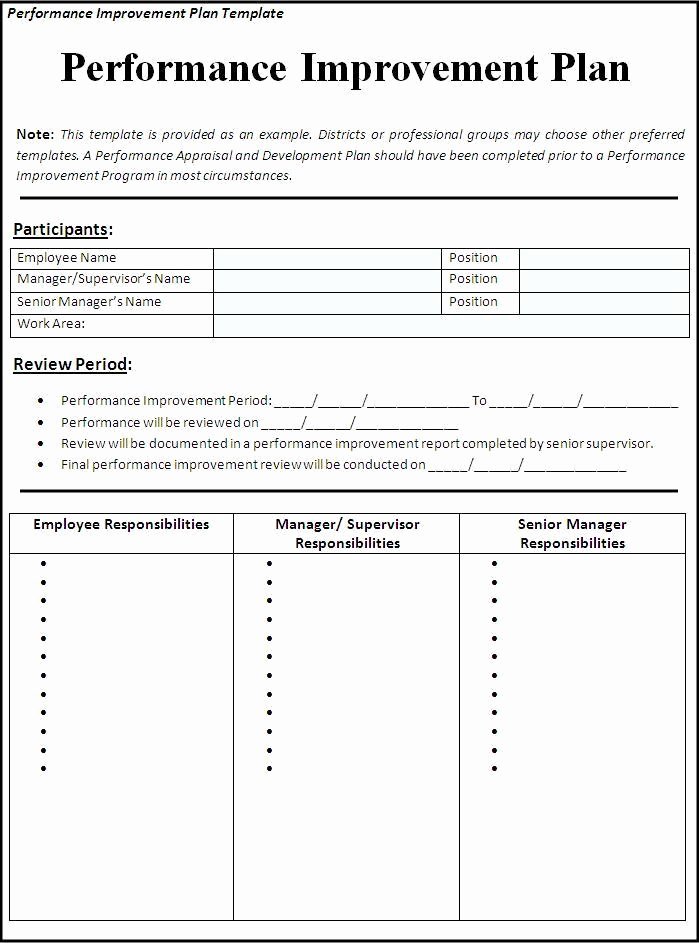 Performance Improvement Plan Template Excel Elegant Performance Improvement Plan Template