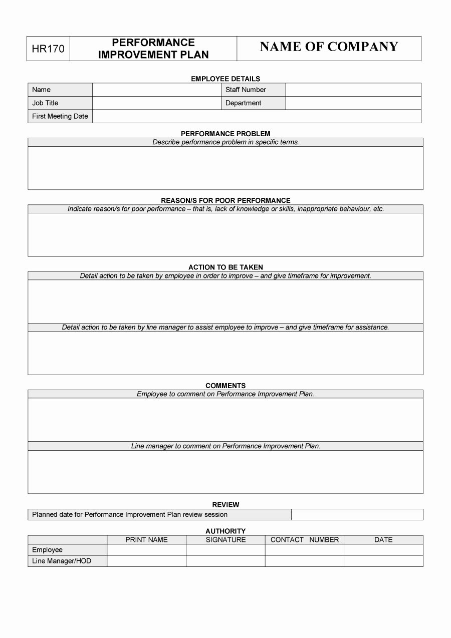 Performance Improvement Plan Template Excel Unique 41 Free Performance Improvement Plan Templates &amp; Examples