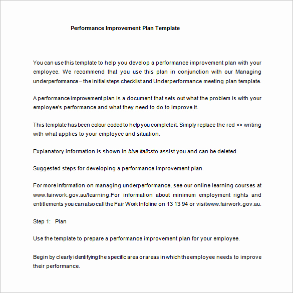 Performance Improvement Plan Template Excel Unique 7 Performance Improvement Plan Templates