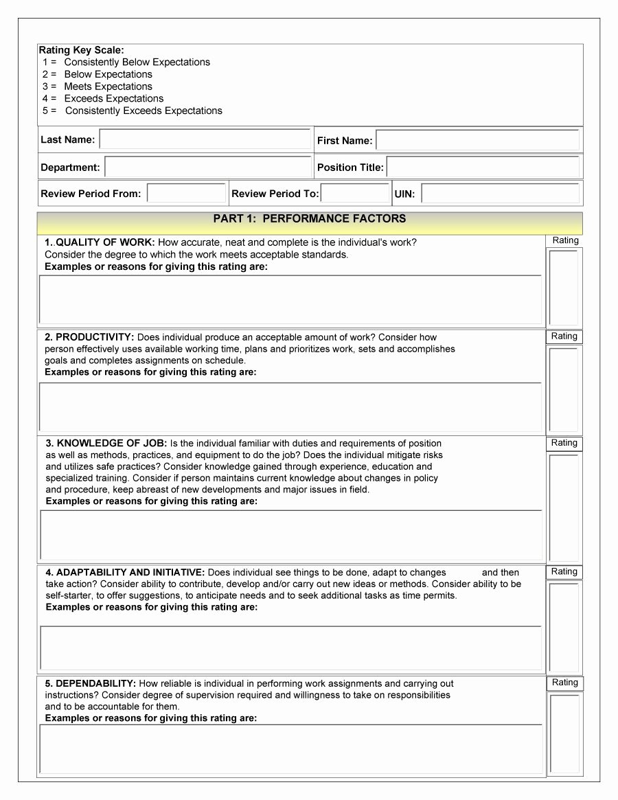 Performance Summary Example New 46 Employee Evaluation forms &amp; Performance Review Examples