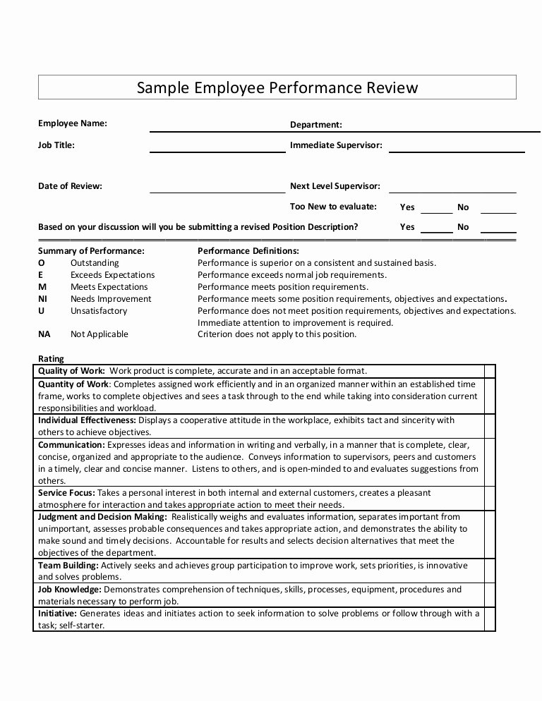 Performance Summary Example Unique Sample Employee Performance Review