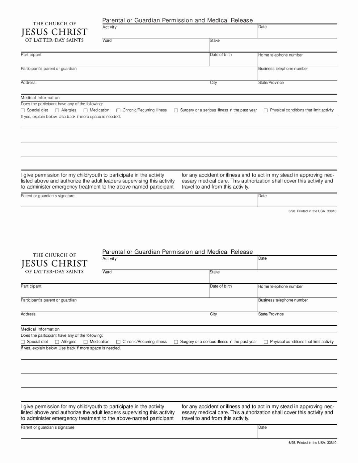 Permission Slip Lds Luxury Lds Youth Activity Permission Slip by Cynthia Woodruff issuu