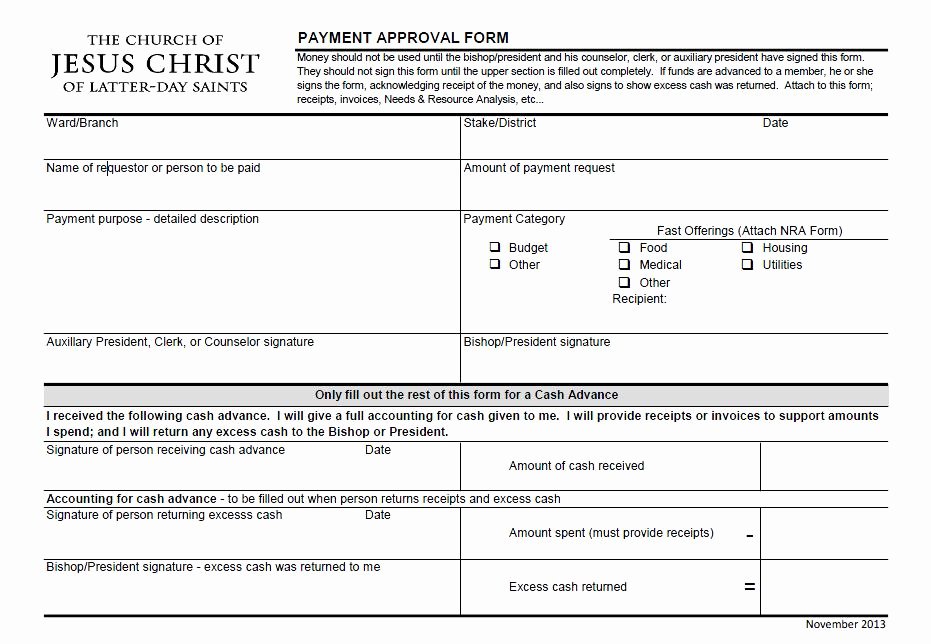 Permission Slips Lds Awesome Lds Reimbursement form