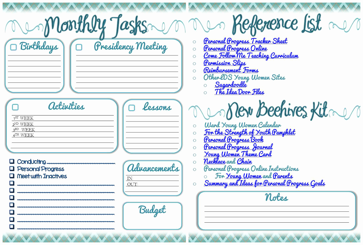 Permission Slips Lds Lovely Digital Scrapbooking Made Easy 2014 Yw Presidency Planner