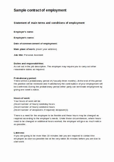 Personal assistant Agreement Beautiful 9 Employee Contract Samples Pdf Word