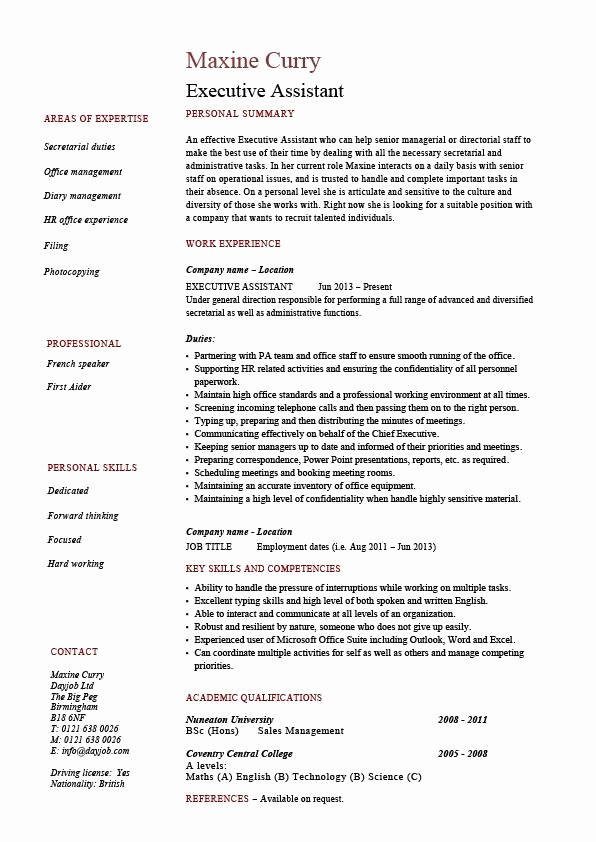 Personal assistant Agreement Best Of 15 Personal assistant Resume