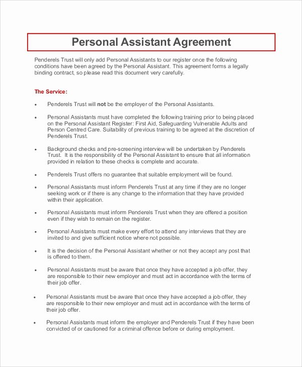 Personal assistant Agreement Luxury 9 Sample Personal Confidentiality Agreements