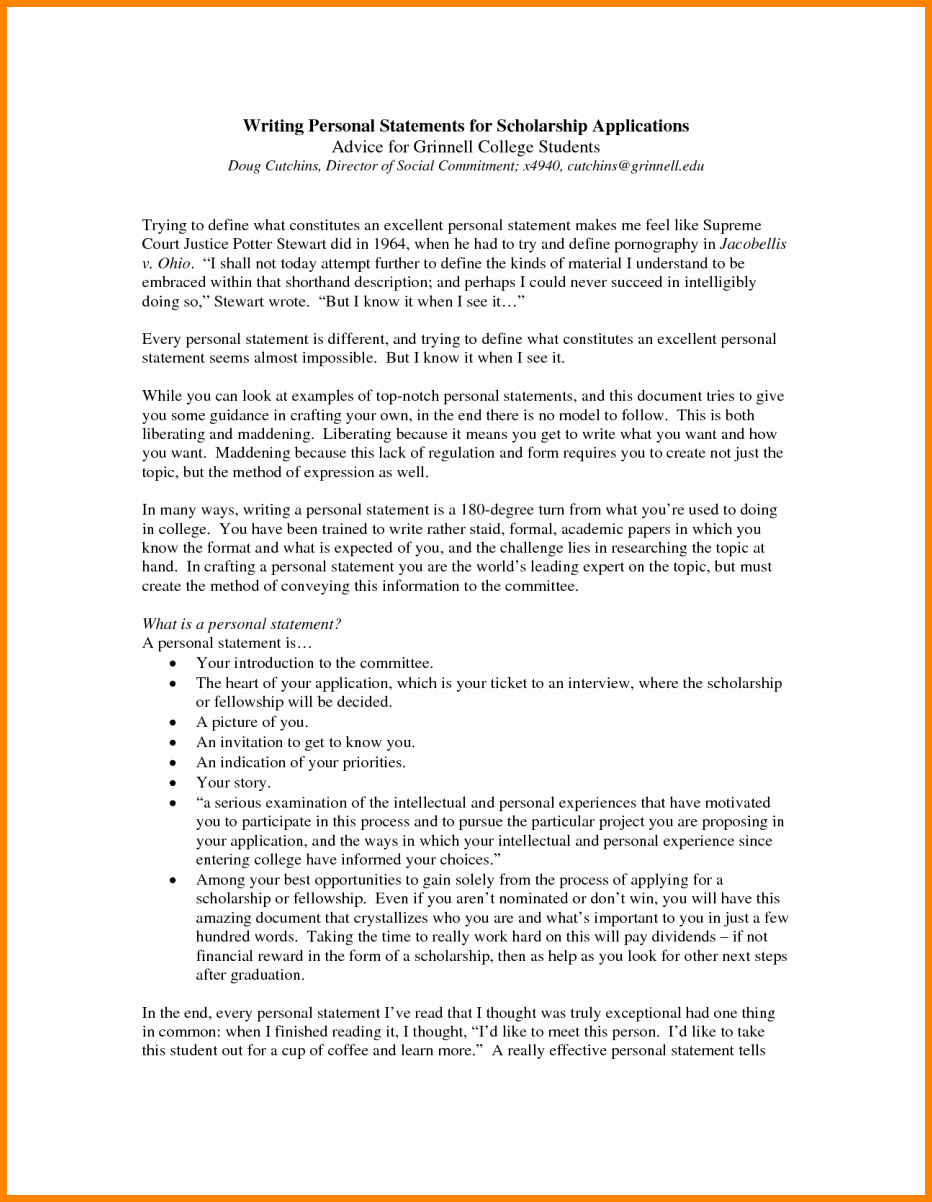 Personal Essay for College format Best Of 5 Examples Of Personal Statements for Scholarship