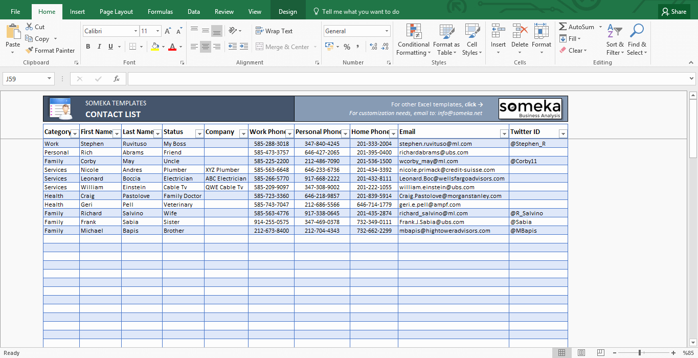 Personal Information Template Excel Fresh Contact List Excel Template This is A Very Simple One