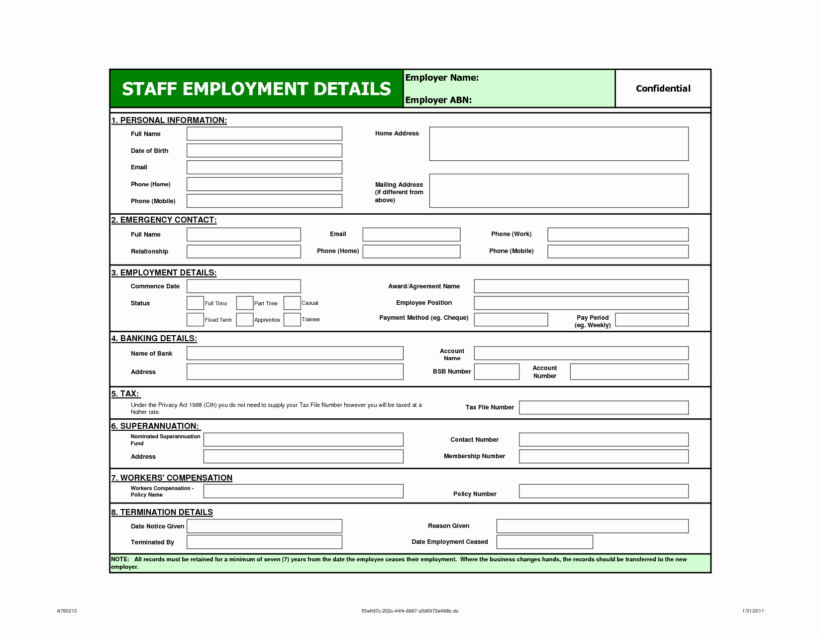 Personal Information Template Excel Inspirational Best S Of Personal Contact form Template Emergency