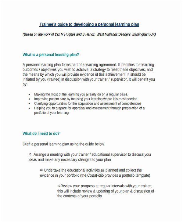 Personal Learning Plan Example Luxury 74 Personal Plan Examples &amp; Samples Pdf Word Pages