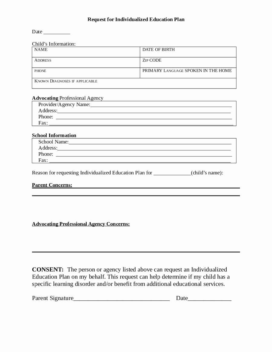 Personal Learning Plan Example Unique 2019 Individual Education Plan Fillable Printable Pdf