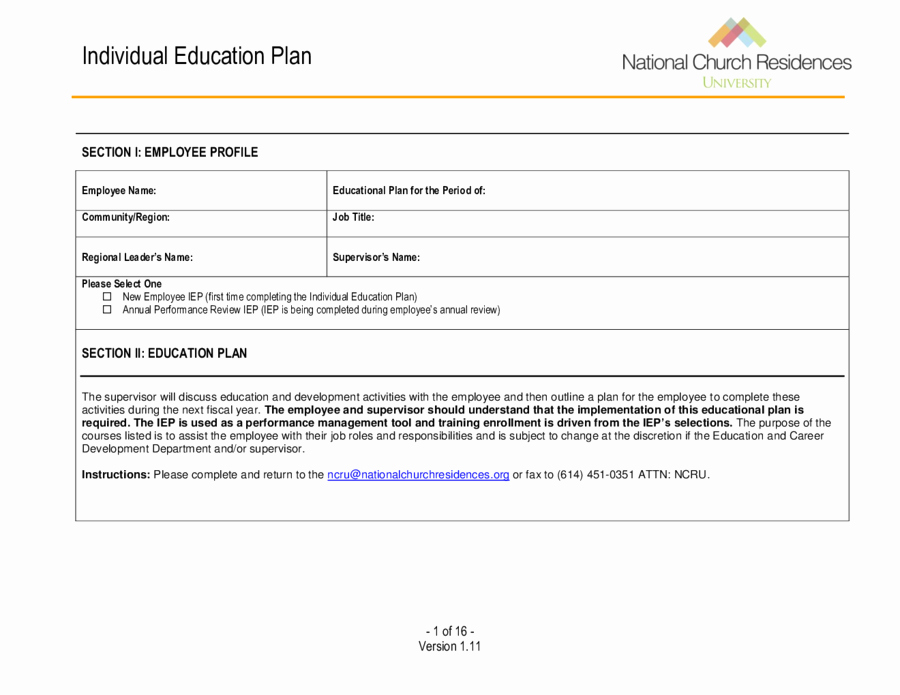 Personal Learning Plan Template Beautiful 2019 Individual Education Plan Fillable Printable Pdf