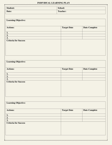 Personal Learning Plan Template Beautiful Individual Learning Plan Template by Moedonnelly