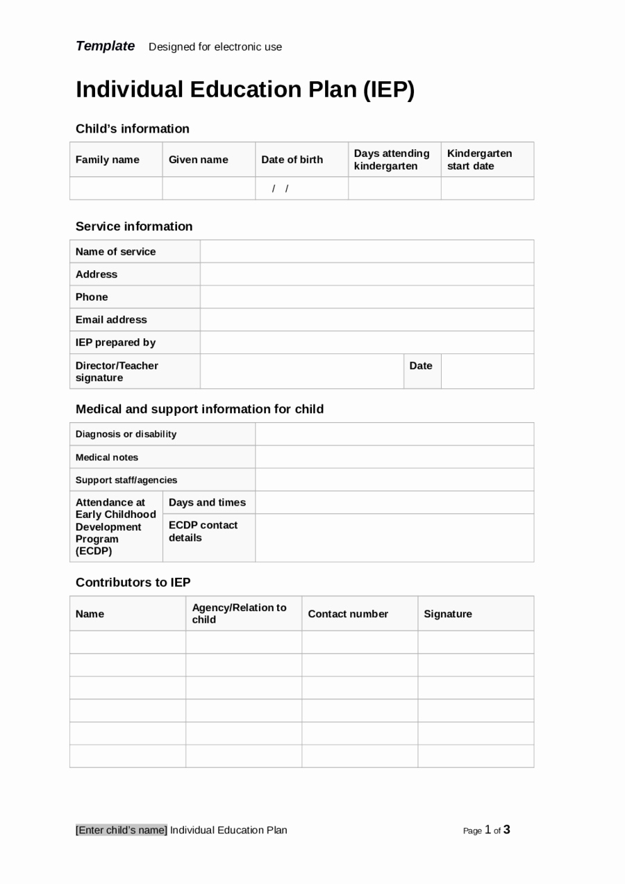 Personal Learning Plan Template New Individual Education Plan What is An Iep