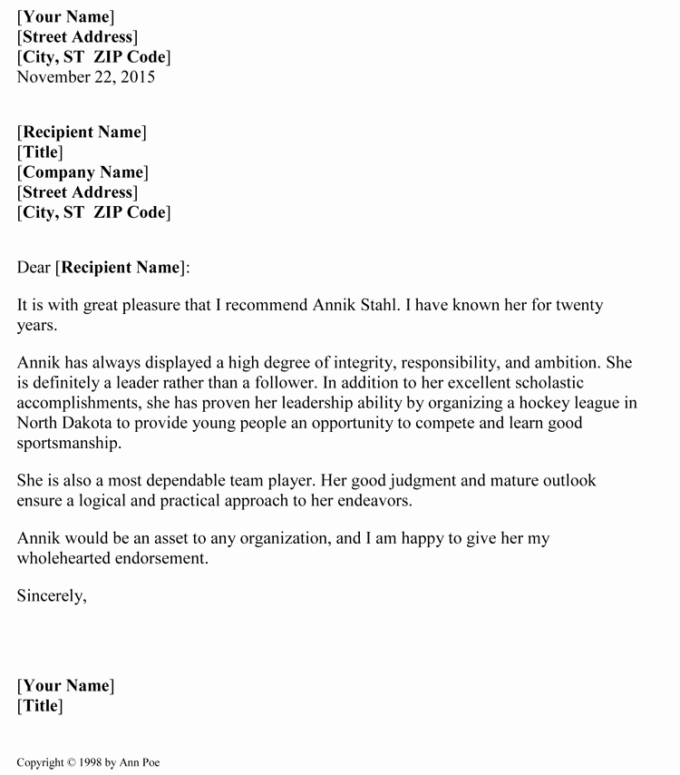 Personal Letter format Template Best Of 5 Samples Of Reference Letter format to Write Effective