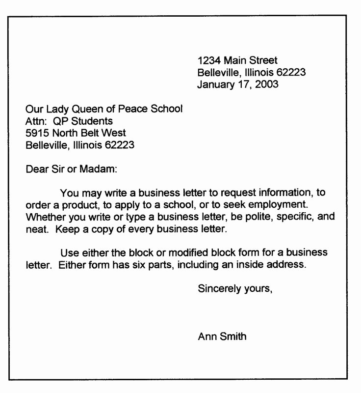 Personal Letter format Template Best Of Personal Business Letter format