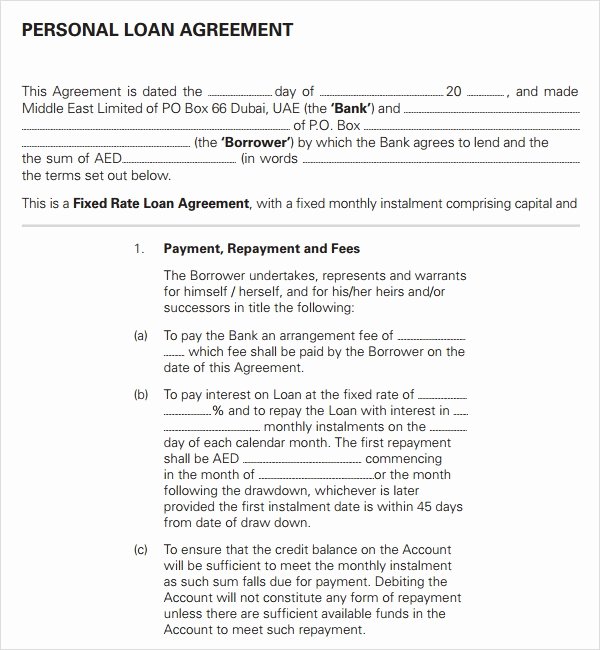 Personal Loan Agreement Template Lovely Loan Agreement 14 Download Documents In Pdf Word