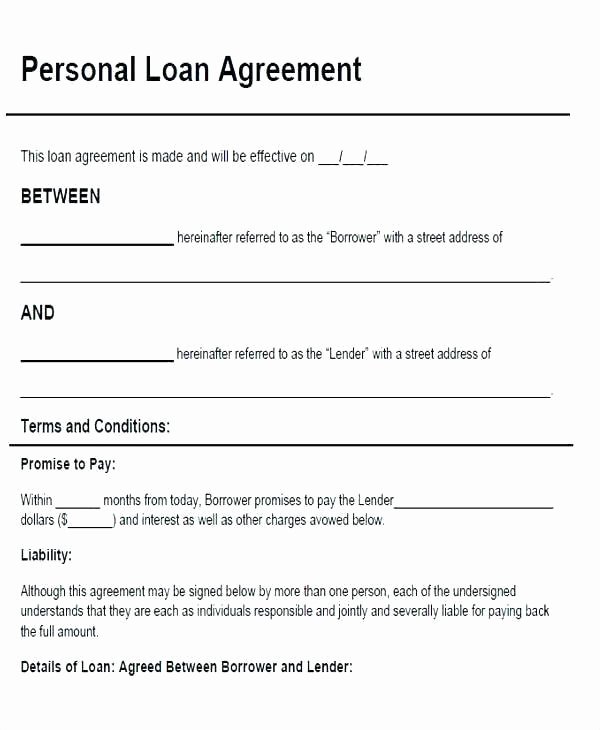Personal Loan Agreement Template New Family Loan Contract Template Picture – Family Loan Letter