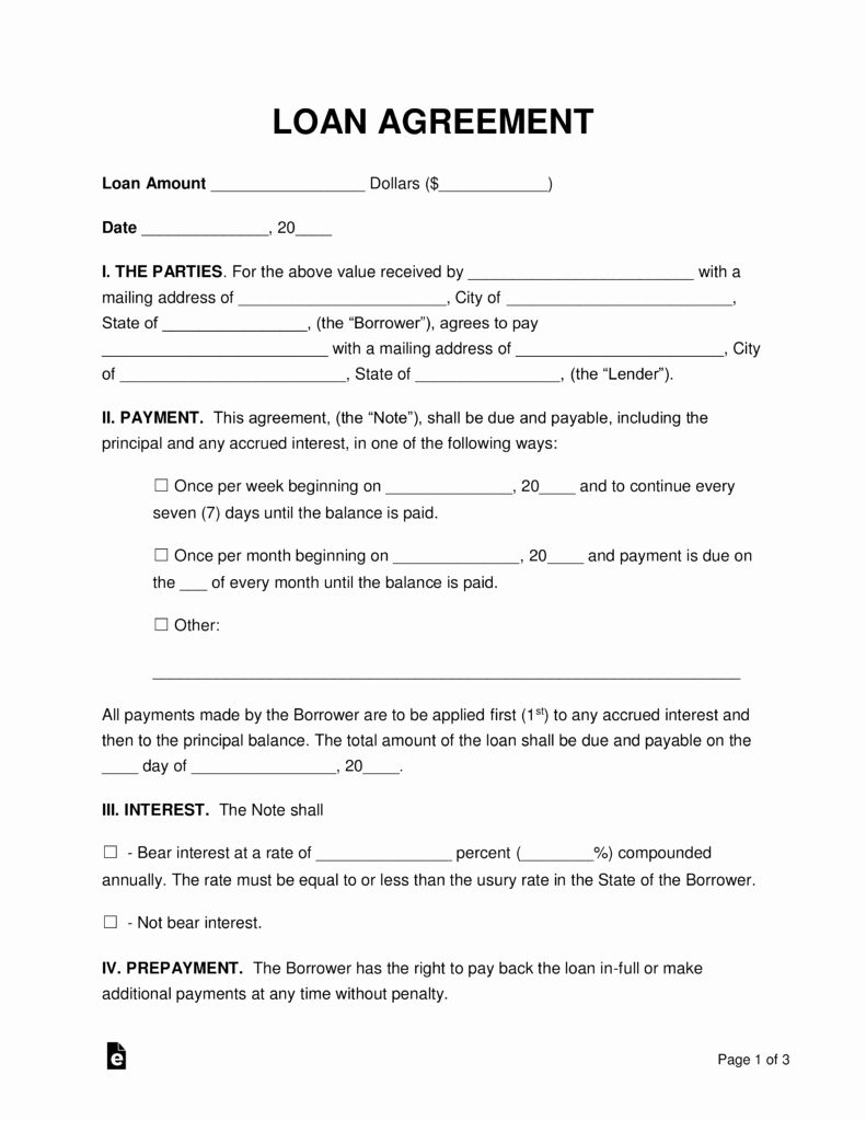 Personal Loan Agreement Template New Free Loan Agreement Templates Pdf Word