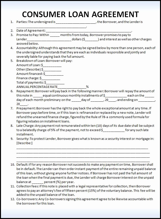 Personal Loan Agreement Template New Free Printable Personal Loan Agreement form Generic