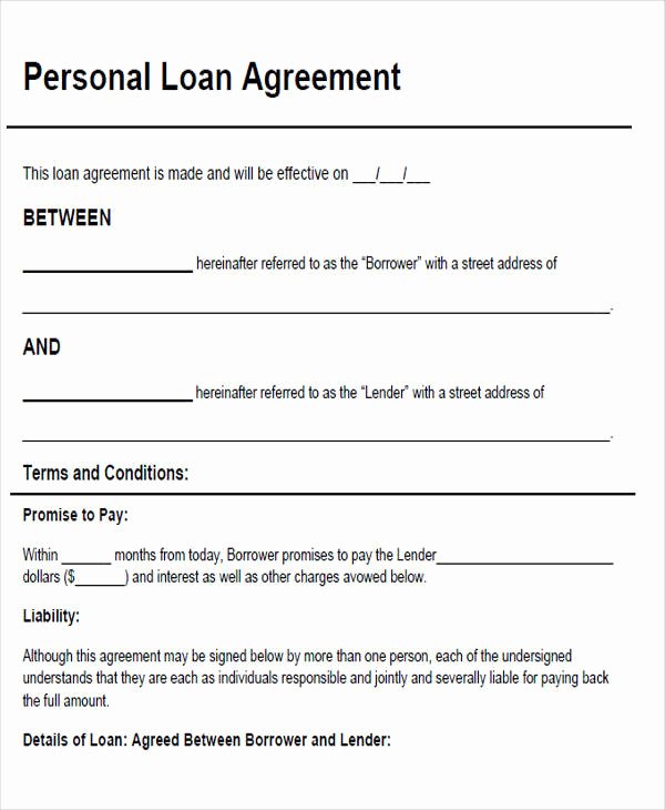 Personal Loan Application form Template Awesome 46 Agreement form Sample