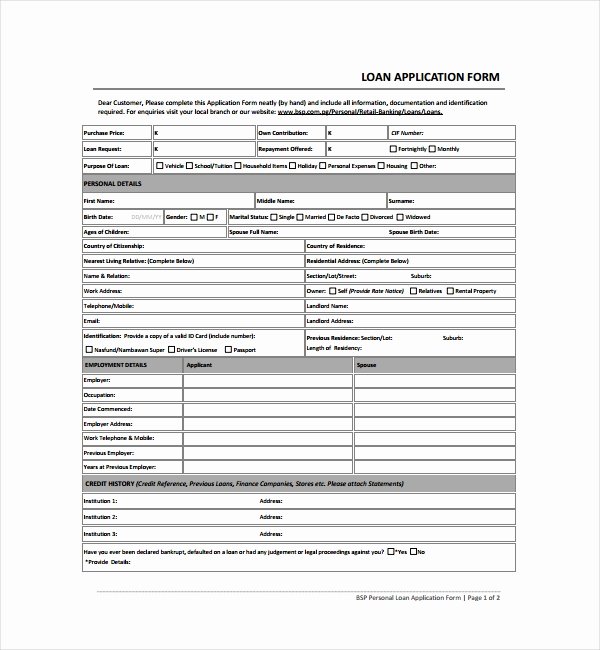 Personal Loan Application form Template Inspirational 5 Loan Application form Templates Pdf