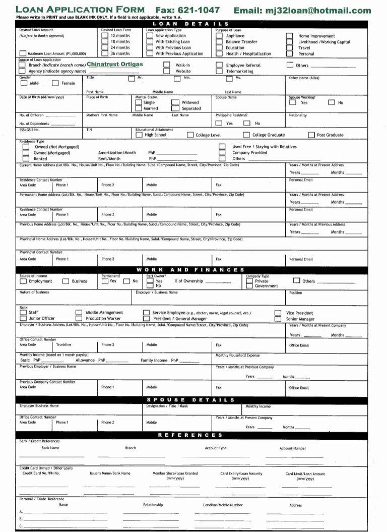 Personal Loan Application form Template Inspirational Loan Application form by Mj