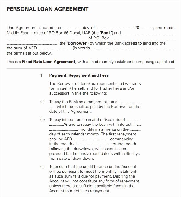 Personal Loan form Template Beautiful Loan Agreement 14 Download Documents In Pdf Word