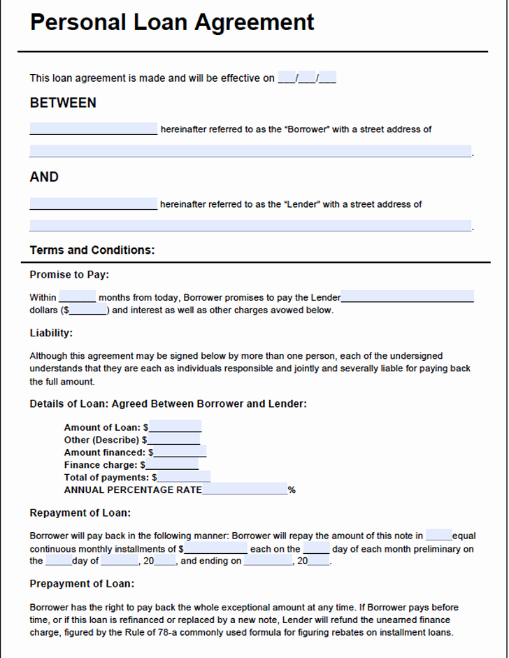 Personal Loan form Template Best Of Personal Loan Agreement Template