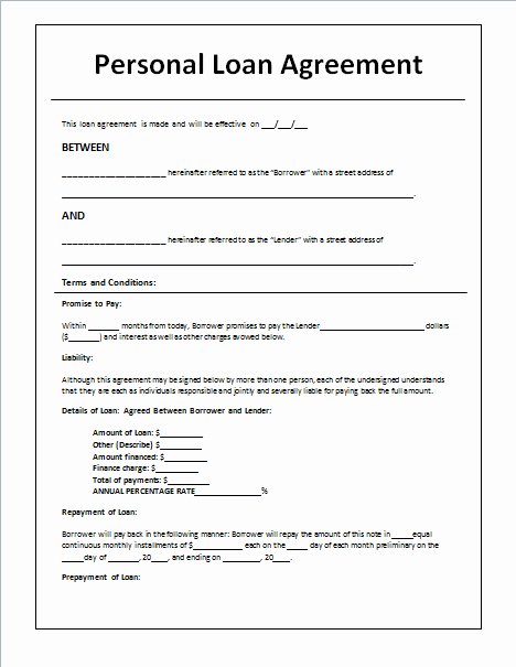 Personal Loan form Template Luxury 45 Loan Agreement Templates &amp; Samples Write Perfect
