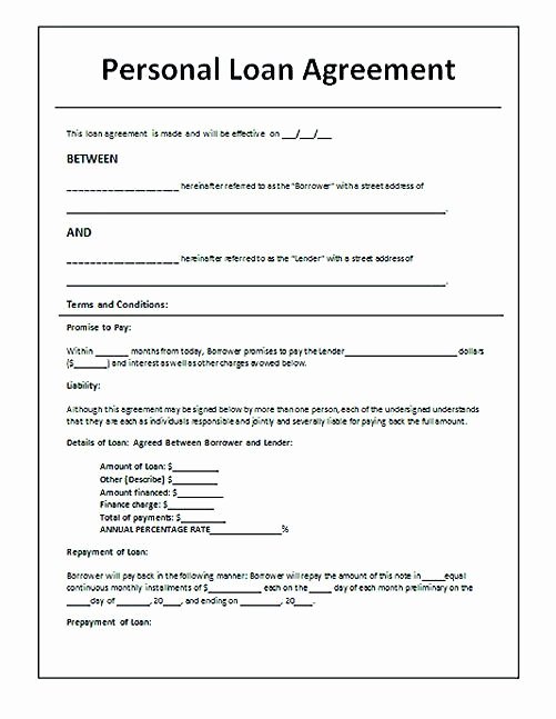 Personal Loan form Template Luxury Person Loan Agreement Template Ms Word