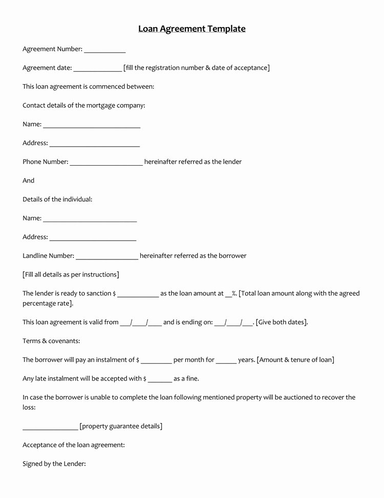 Personal Loan form Template Unique 45 Loan Agreement Templates &amp; Samples Write Perfect