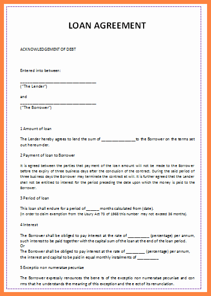 Personal Loan form Template Unique 6 Sample Personal Loan Agreement Template