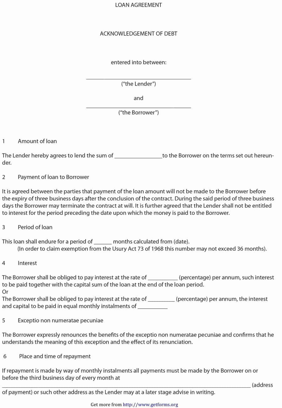 Personal Loan forms Template Inspirational 40 Free Loan Agreement Templates [word &amp; Pdf] Template Lab