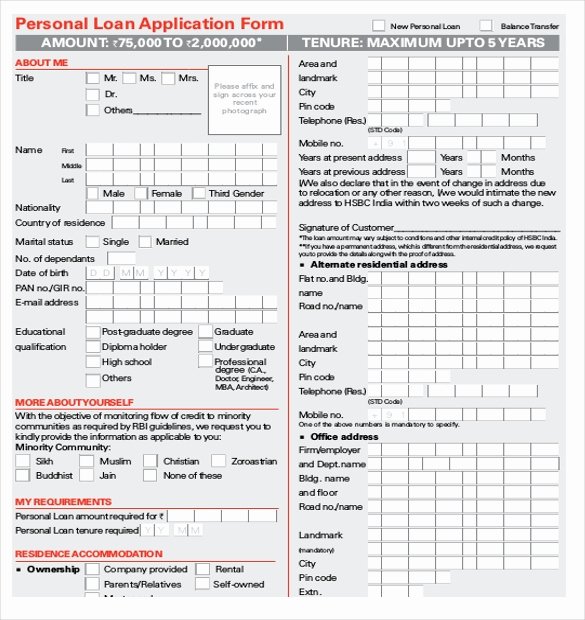 Personal Loan forms Template New 10 Loan Application Templates Pdf Doc