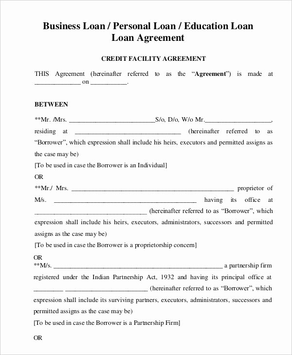 Personal Loan forms Template Unique Loan Agreement Template 21 Free Word Pdf format